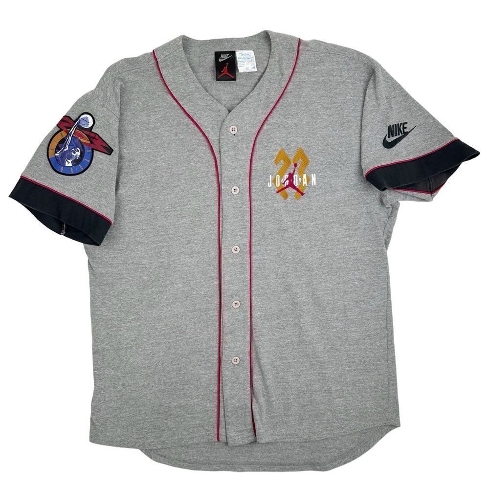 Vintage 90s Nike Air Jordan Baseball Jersey Mens M/L Gray